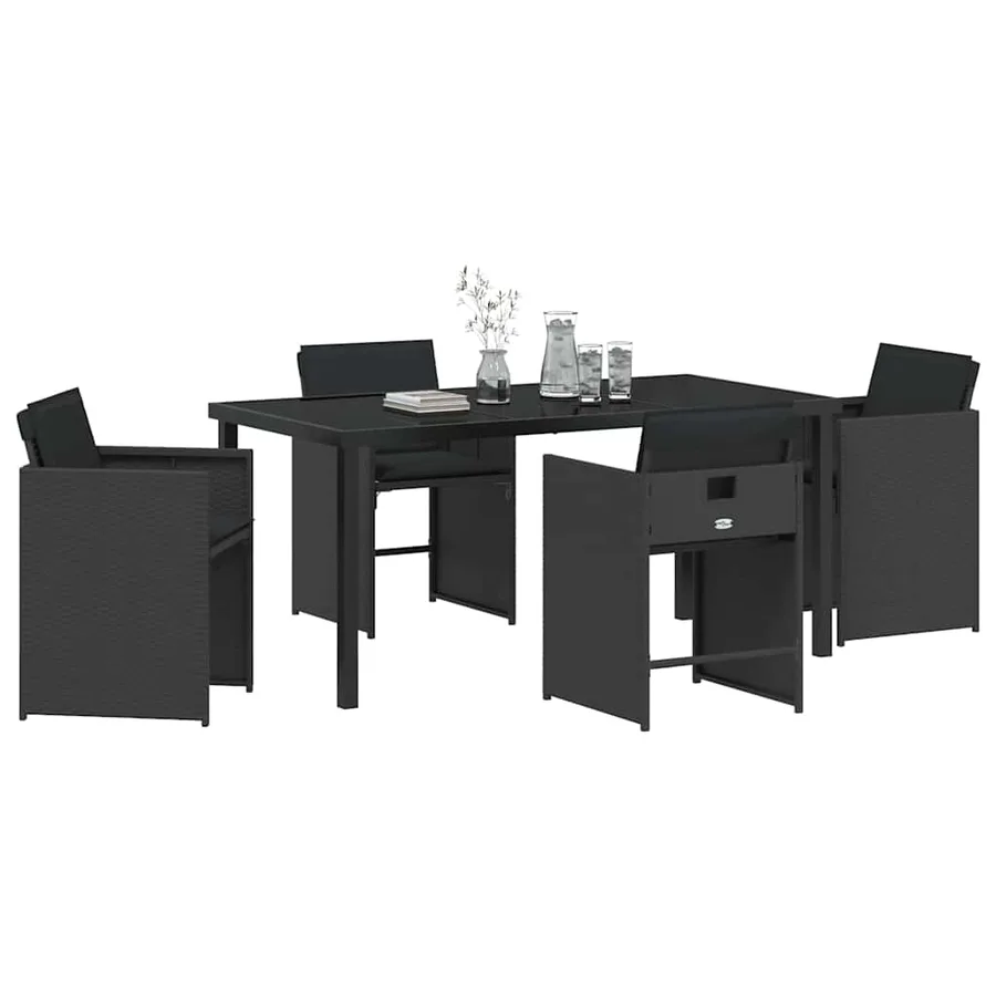 Ensemble de salle à manger pour jardin 5 pcs Noir polyrotin - 3