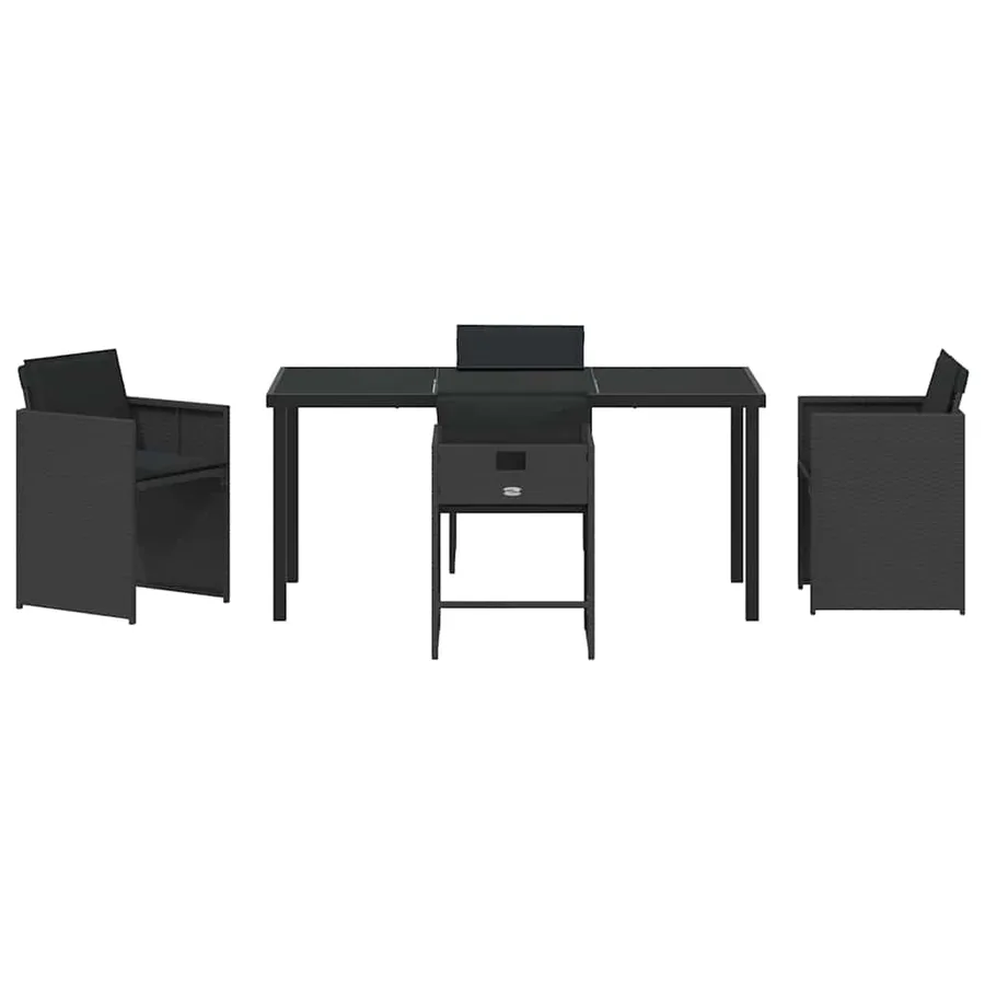 Ensemble de salle à manger pour jardin 5 pcs Noir polyrotin - 7