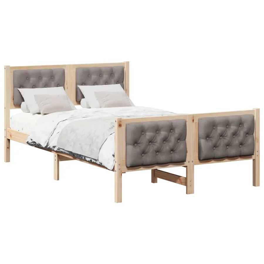 Cadre de lit avec tête de lit Taupe 120 x 190 cm Pin massif - 3