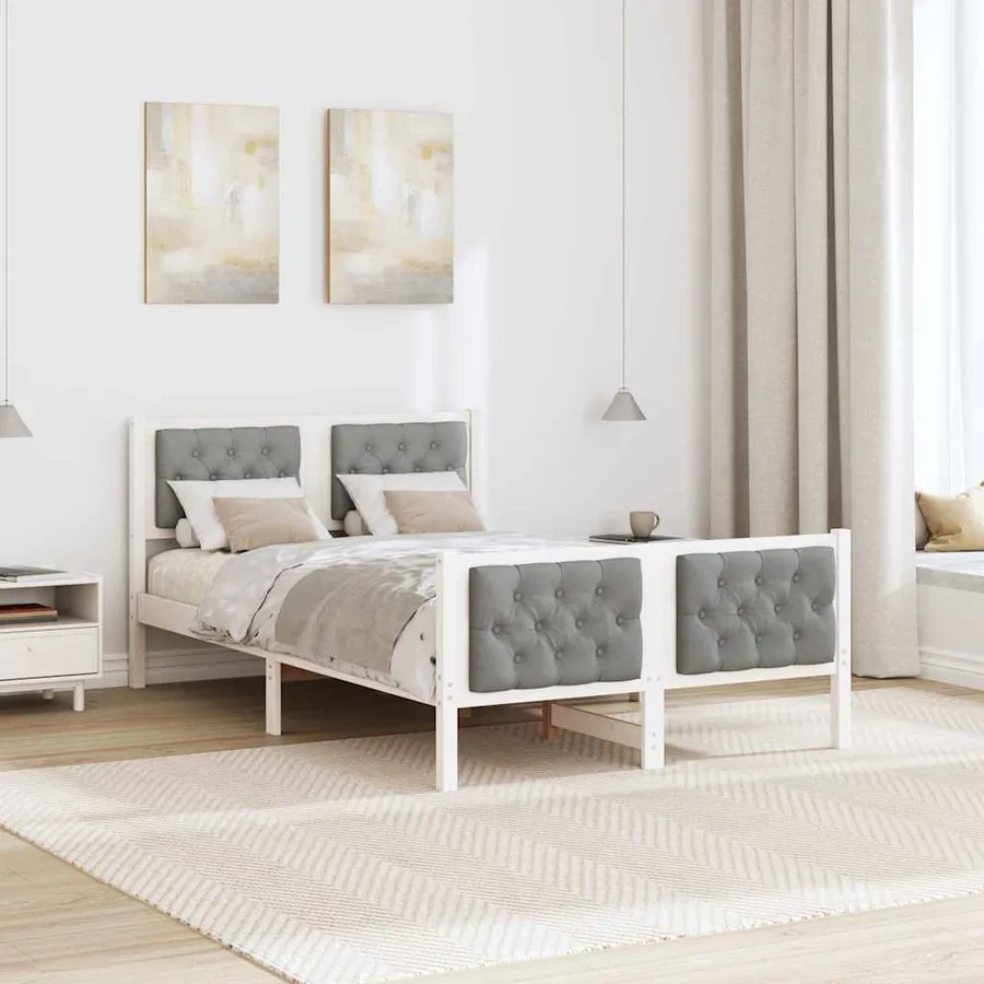 Cadre de lit Gris clair 120 x 200 cm Pin massif - 4
