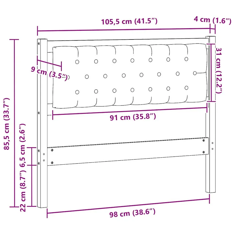 Tête de lit Autre Marron et noir 100 cm Bois massif en pin - 11