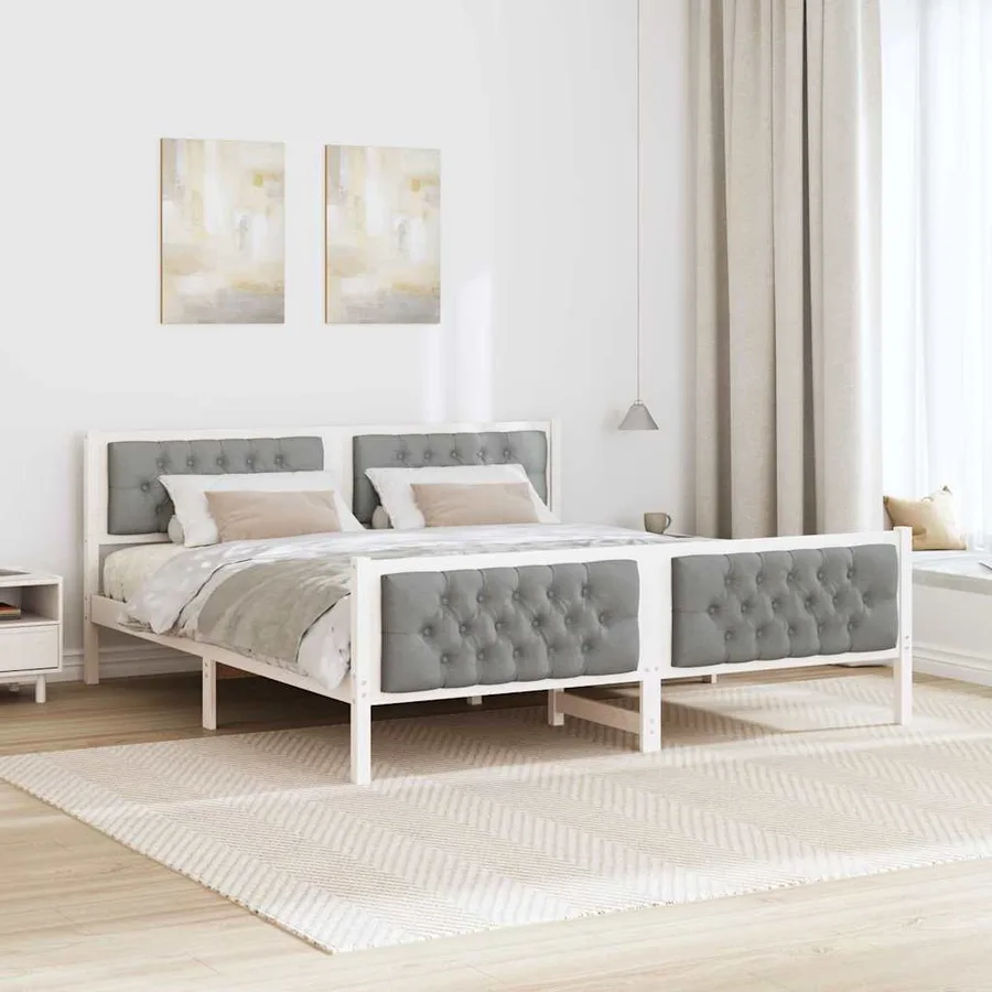 Cadre de lit Gris clair 160 x 200 cm Pin massif - 4