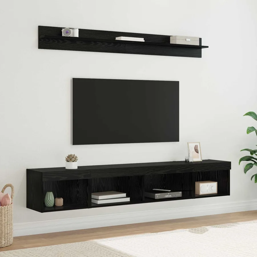 Ensemble de meuble TV mural 5 pcs Chêne noir Bois d'ingénierie