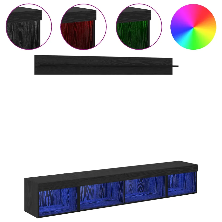 Ensemble de meuble TV mural 5 pcs Chêne noir Bois d'ingénierie - 4