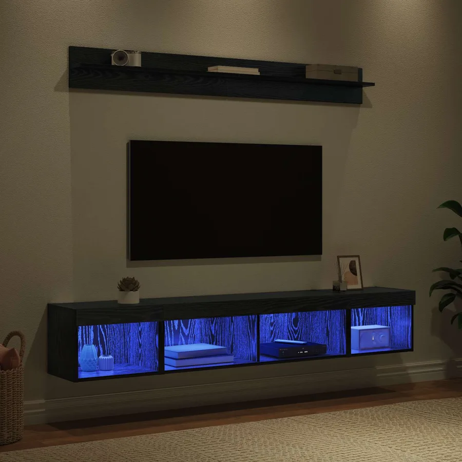 Ensemble de meuble TV mural 5 pcs Chêne noir Bois d'ingénierie - 5