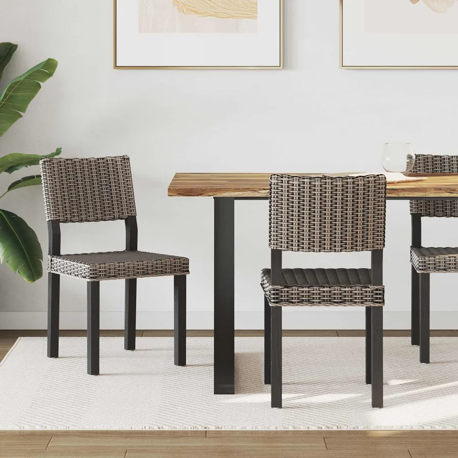 Chaise de salle à manger 2 pcs Rattan Kubu Noir Blanchi