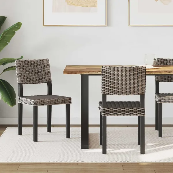 Chaise de salle à manger 2 pcs Rattan Kubu Noir Blanchi