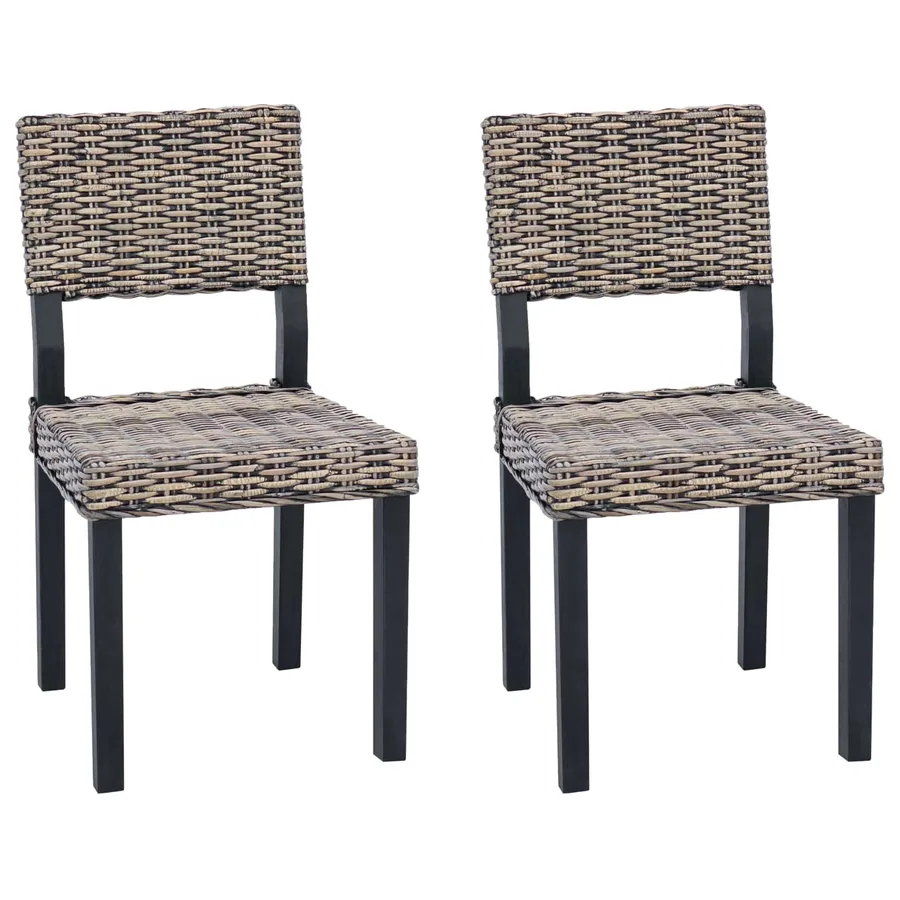 Chaise de salle à manger 2 pcs Rattan Kubu Noir Blanchi - 2