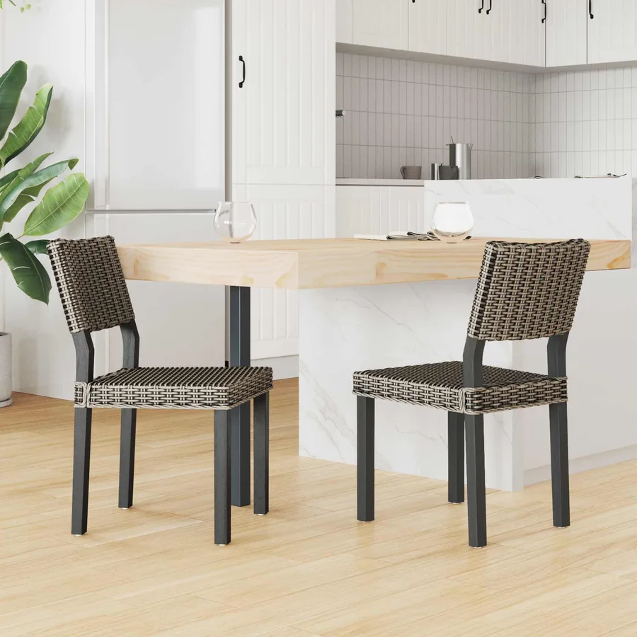 Chaise de salle à manger 2 pcs Rattan Kubu Noir Blanchi - 3