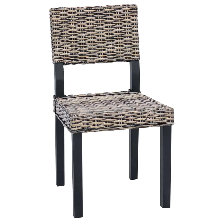 Chaise de salle à manger 2 pcs Rattan Kubu Noir Blanchi - 4