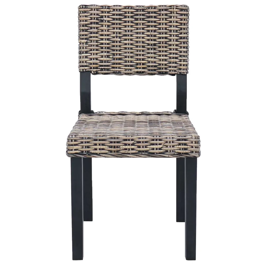 Chaise de salle à manger 2 pcs Rattan Kubu Noir Blanchi - 5