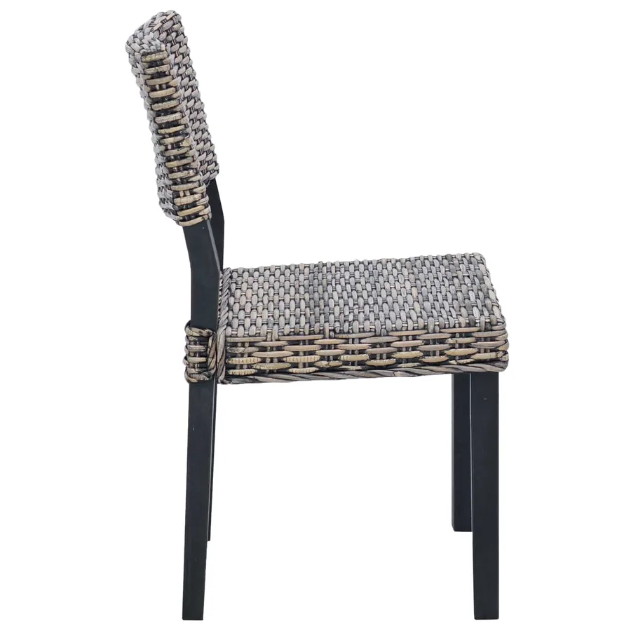 Chaise de salle à manger 2 pcs Rattan Kubu Noir Blanchi - 6