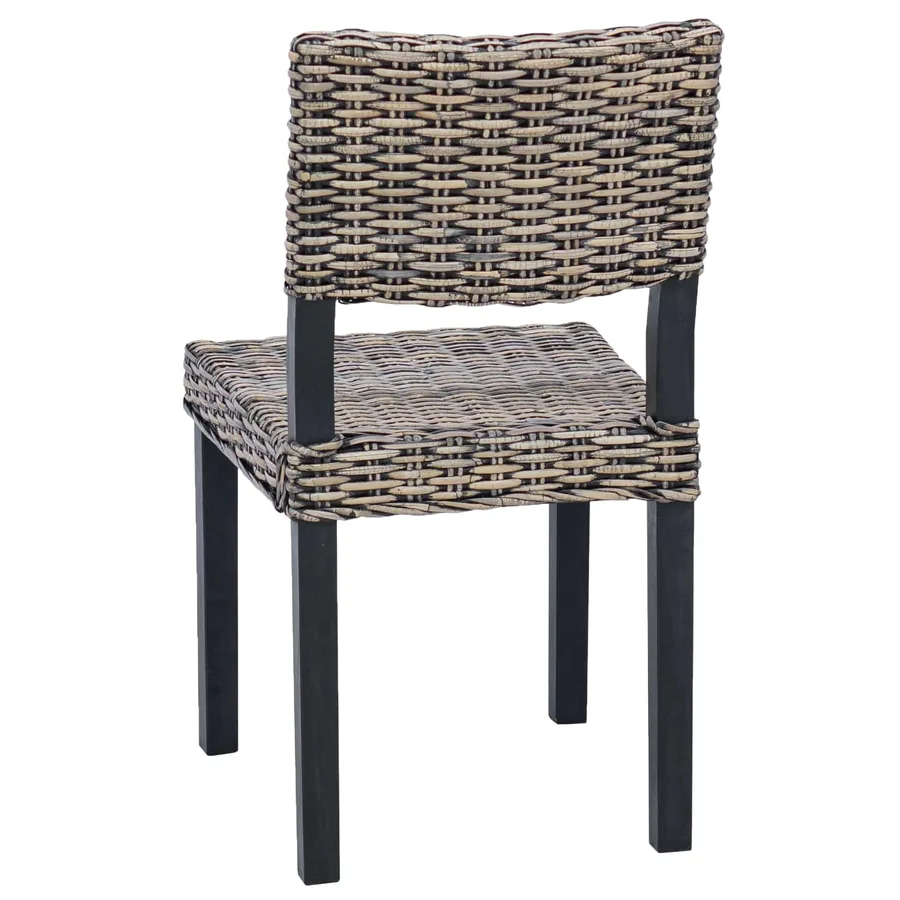Chaise de salle à manger 2 pcs Rattan Kubu Noir Blanchi - 7
