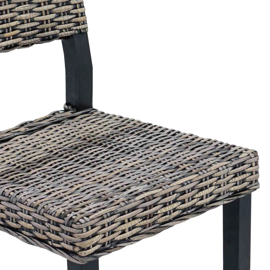 Chaise de salle à manger 2 pcs Rattan Kubu Noir Blanchi - 9