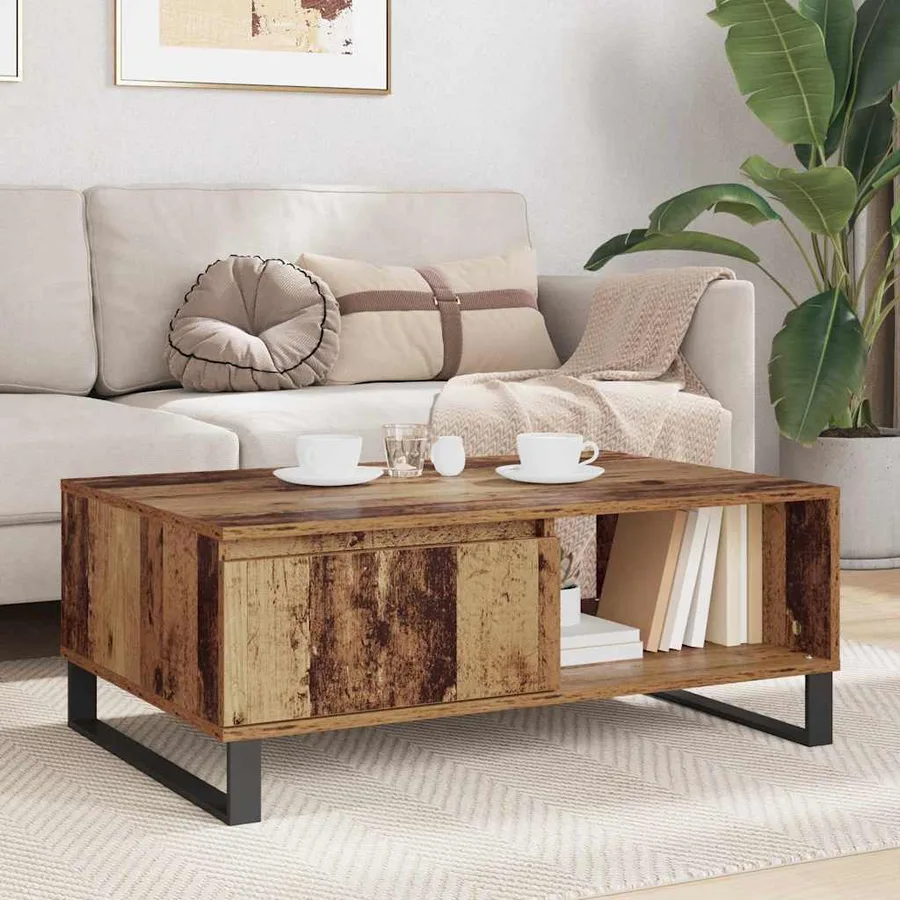 Table basse Bois Ancien 90 x 60 x 35 cm Bois d'ingénierie - 4
