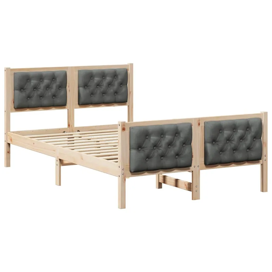 Cadre de lit Gris foncé 120 x 190 cm Pin massif - 2
