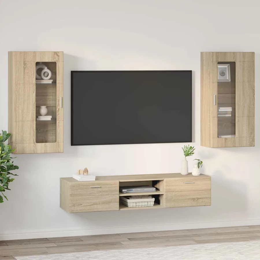 Ensemble meuble TV FLORIN 3 pcs Chêne Sonoma Bois d'ingénierie - 4