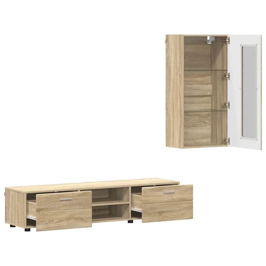 Ensemble meuble TV FLORIN 3 pcs Chêne Sonoma Bois d'ingénierie - 5