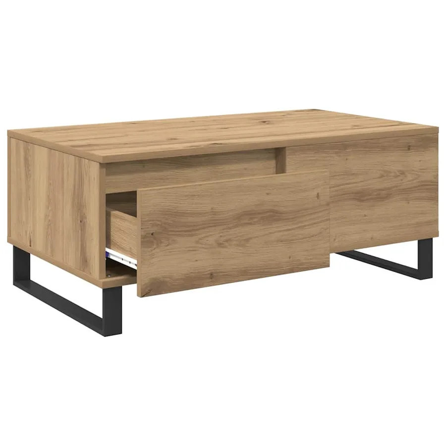 Table basse Chêne artisanal 90 x 50 x 36,5 cm Bois d'ingénierie - 5