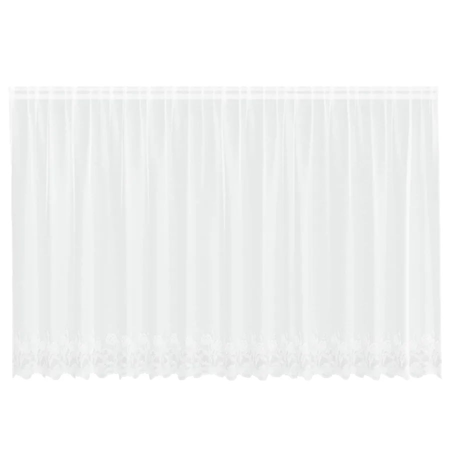 Rideau en Dentelle Floral Blanc 140 x 400 cm Polyester - 2