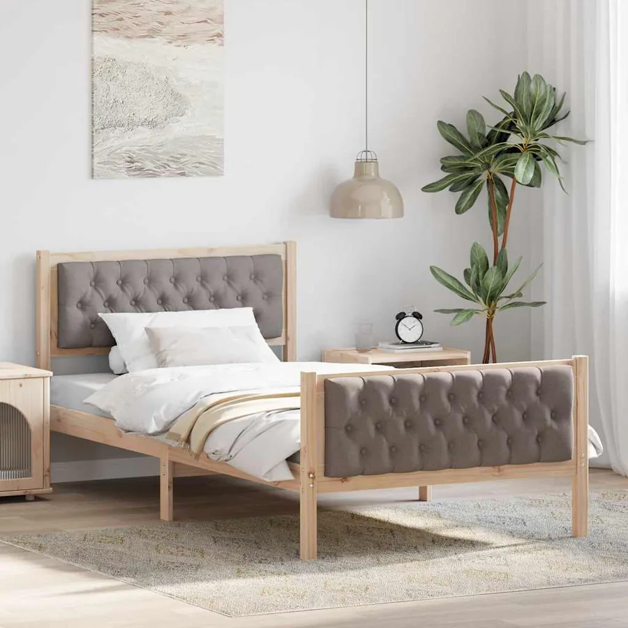 Cadre de lit avec tête de lit Taupe 100 x 200 cm Pin massif