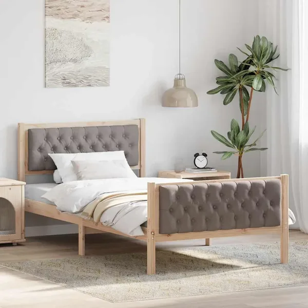 Cadre de lit avec tête de lit Taupe 100 x 200 cm Pin massif