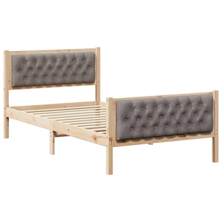 Cadre de lit avec tête de lit Taupe 100 x 200 cm Pin massif - 2