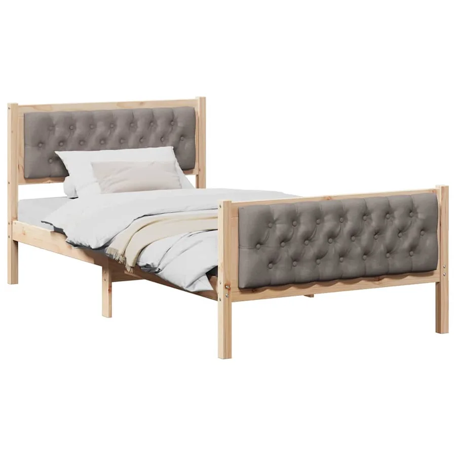 Cadre de lit avec tête de lit Taupe 100 x 200 cm Pin massif - 3