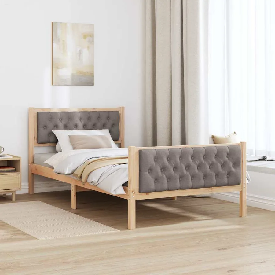 Cadre de lit avec tête de lit Taupe 100 x 200 cm Pin massif - 4