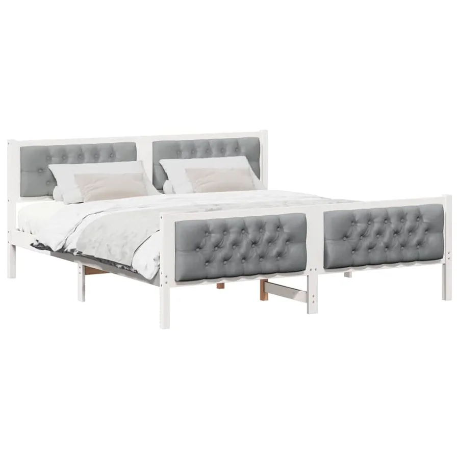 Cadre de lit Gris clair 180 x 200 cm Pin massif - 3