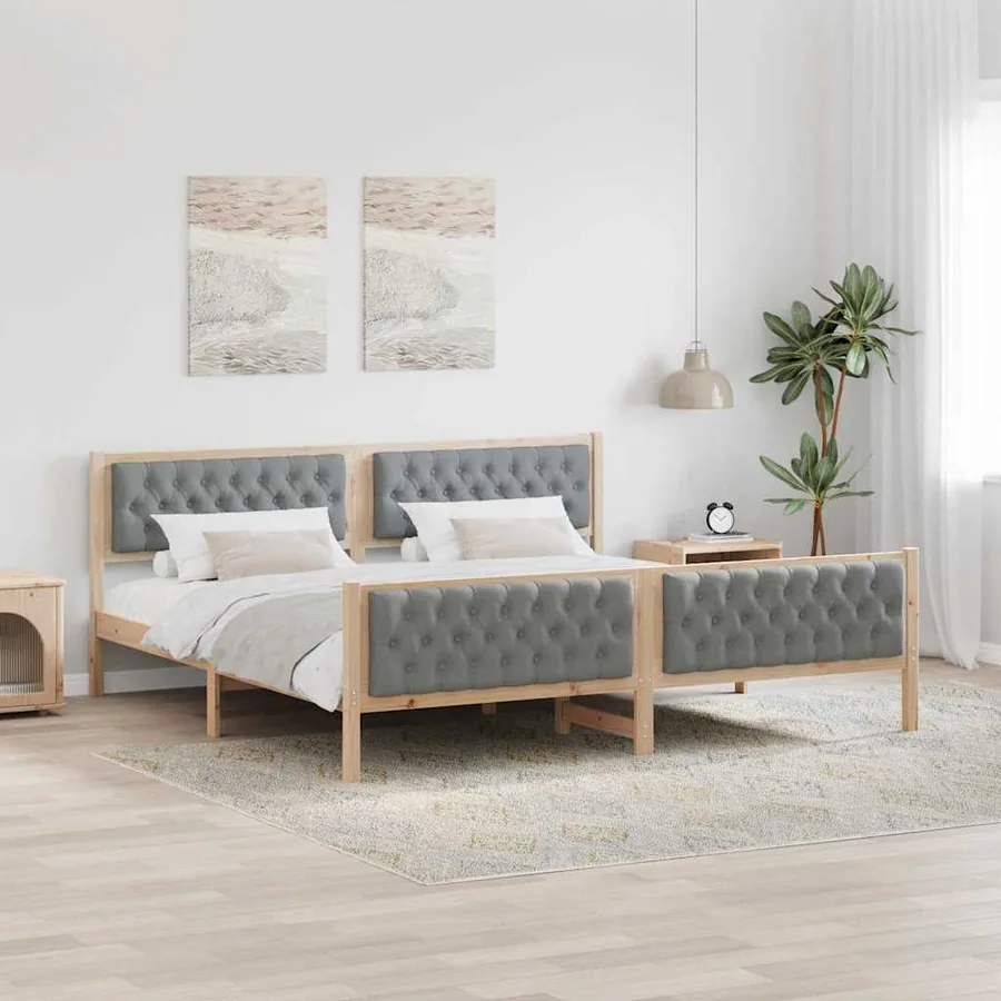 Cadre de lit Gris clair 200 x 200 cm Pin massif