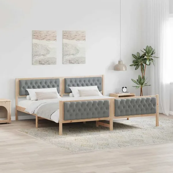 Cadre de lit Gris clair 200 x 200 cm Pin massif