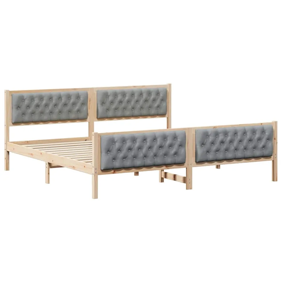 Cadre de lit Gris clair 200 x 200 cm Pin massif - 2
