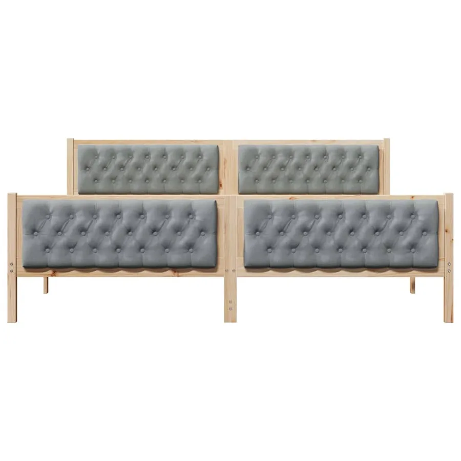 Cadre de lit Gris clair 200 x 200 cm Pin massif - 5