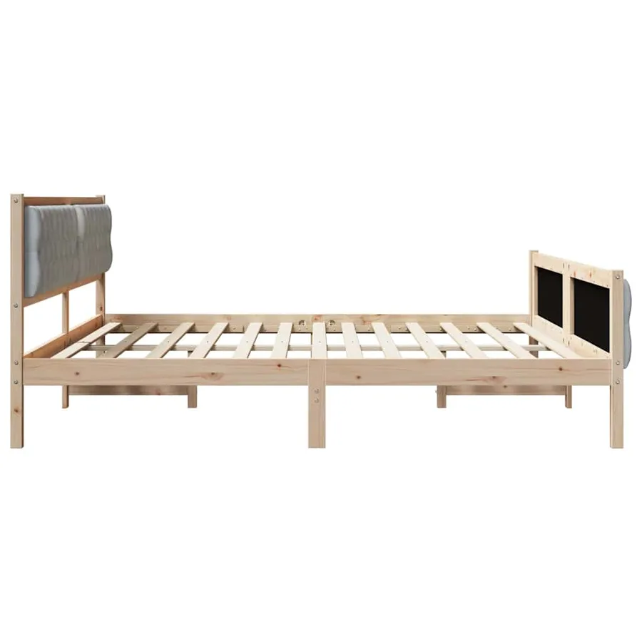 Cadre de lit Gris clair 200 x 200 cm Pin massif - 6