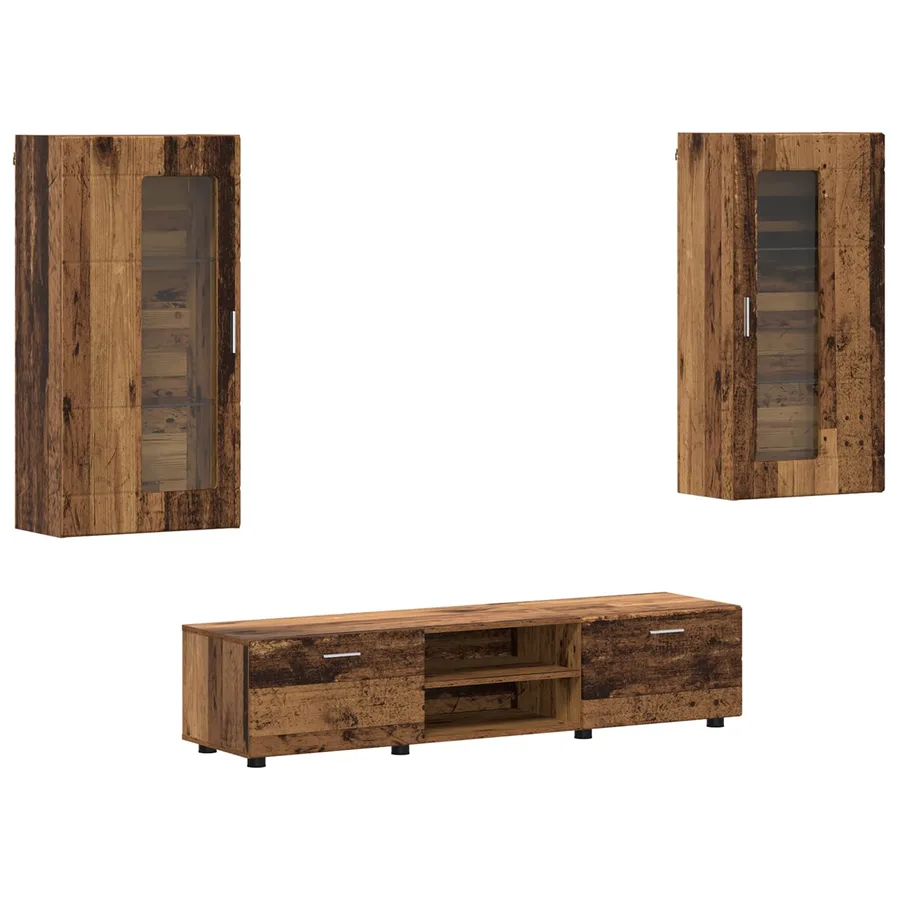 Ensemble meuble TV FLORIN 3 pcs Bois ancien Bois d'ingénierie - 2