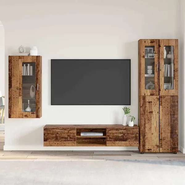 Ensemble meuble TV FLORIN 3 pcs Bois ancien Bois d'ingénierie