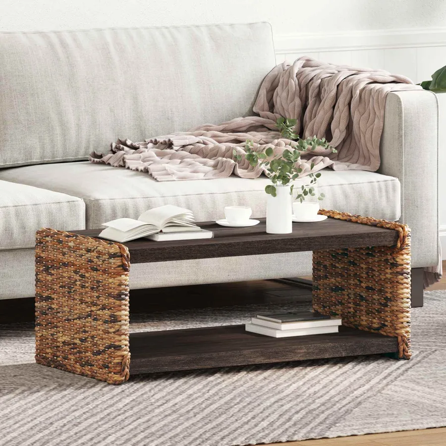 Table basse Naturel 90 x 45 x 35 cm Bois de Mahogany Massif