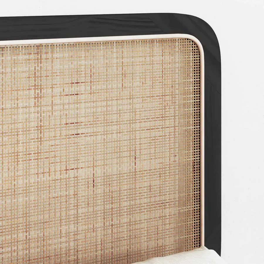 Tête de lit avec tête de lit Noir 100 x 55 x 3 cm Rotin - 3