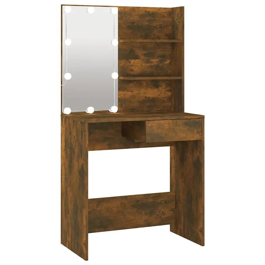 Coiffeuse avec LED Chêne fumé 74,5x40x141 cm - 2