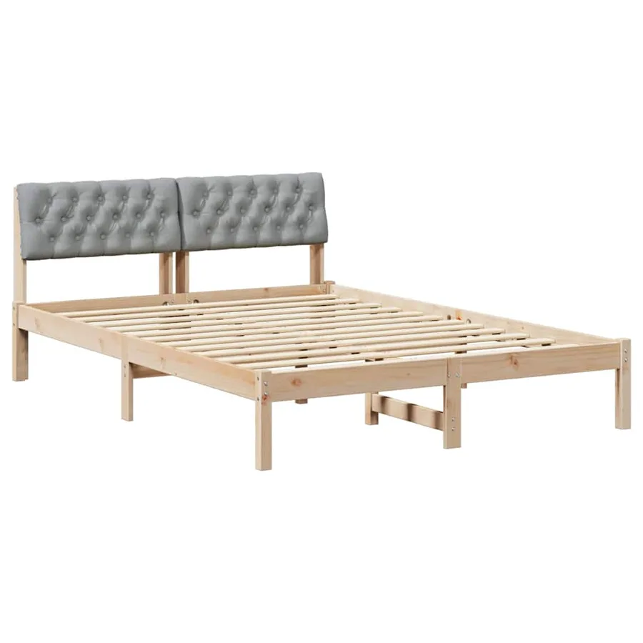 Cadre de lit avec tête de lit Marron et gris clair 140 x 190 cm - 2
