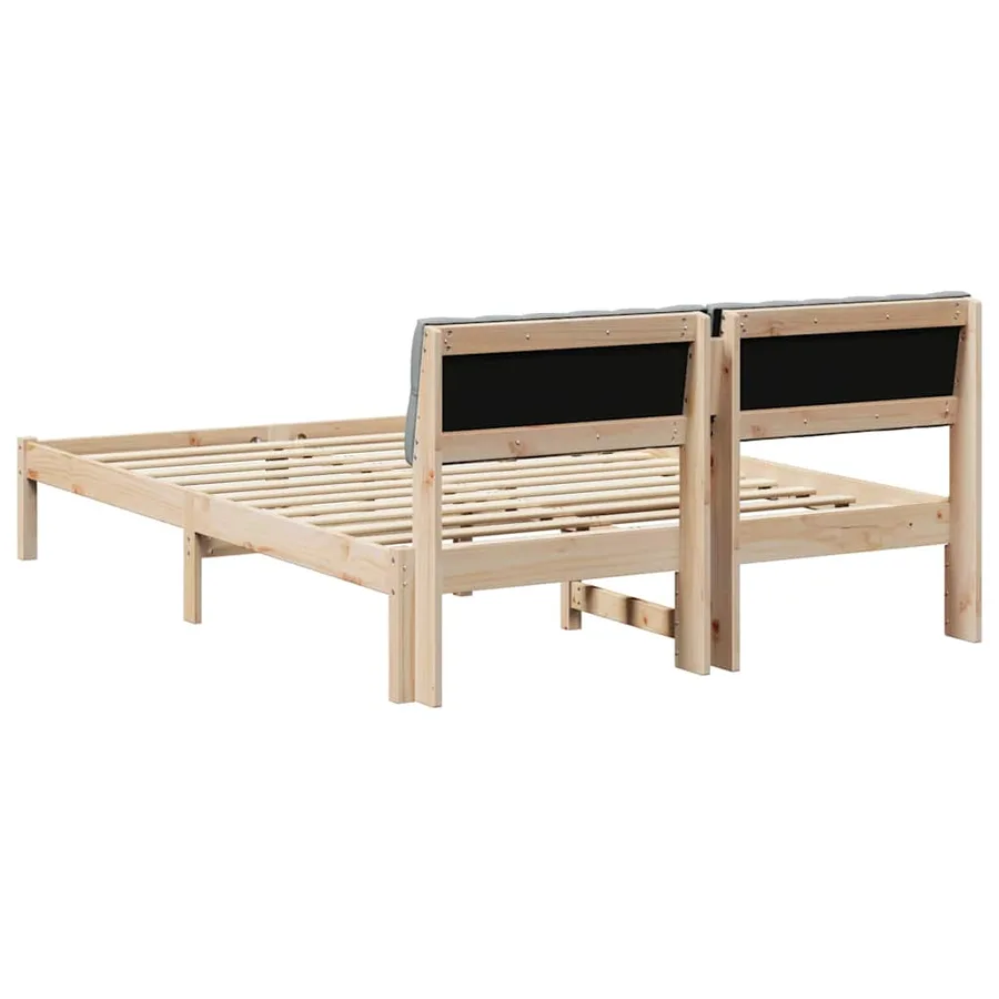 Cadre de lit avec tête de lit Marron et gris clair 140 x 190 cm - 7