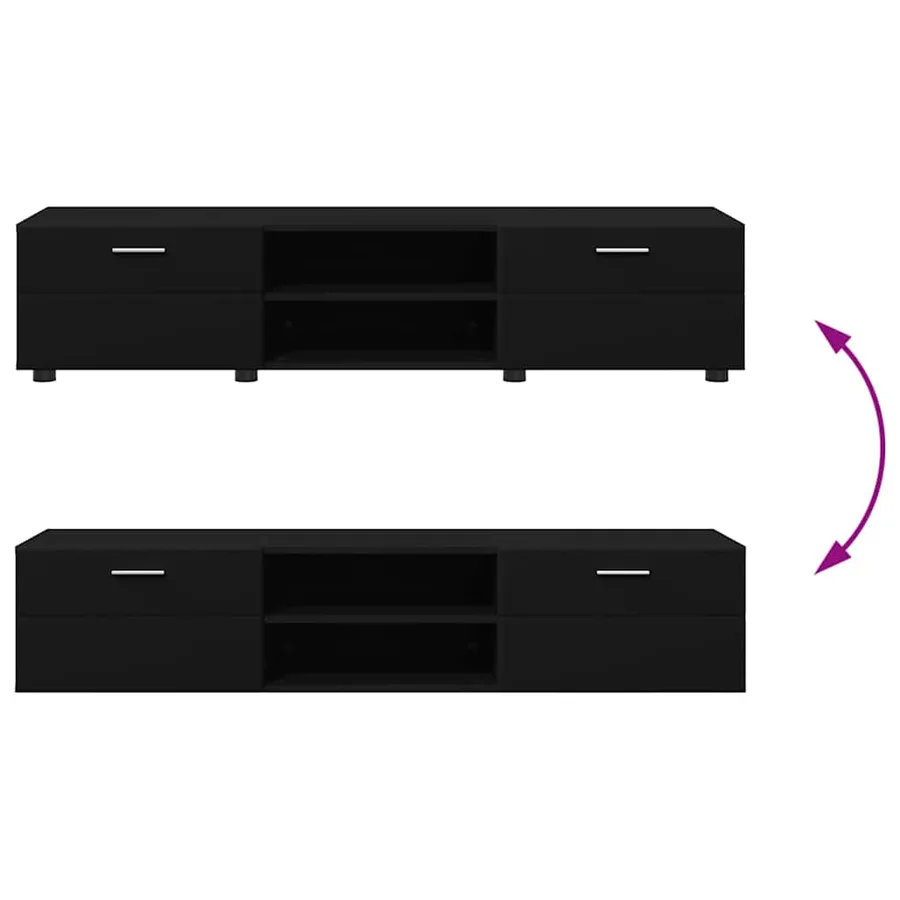Ensemble meuble TV FLORIN 3 pcs Noir Bois d'ingénierie - 12