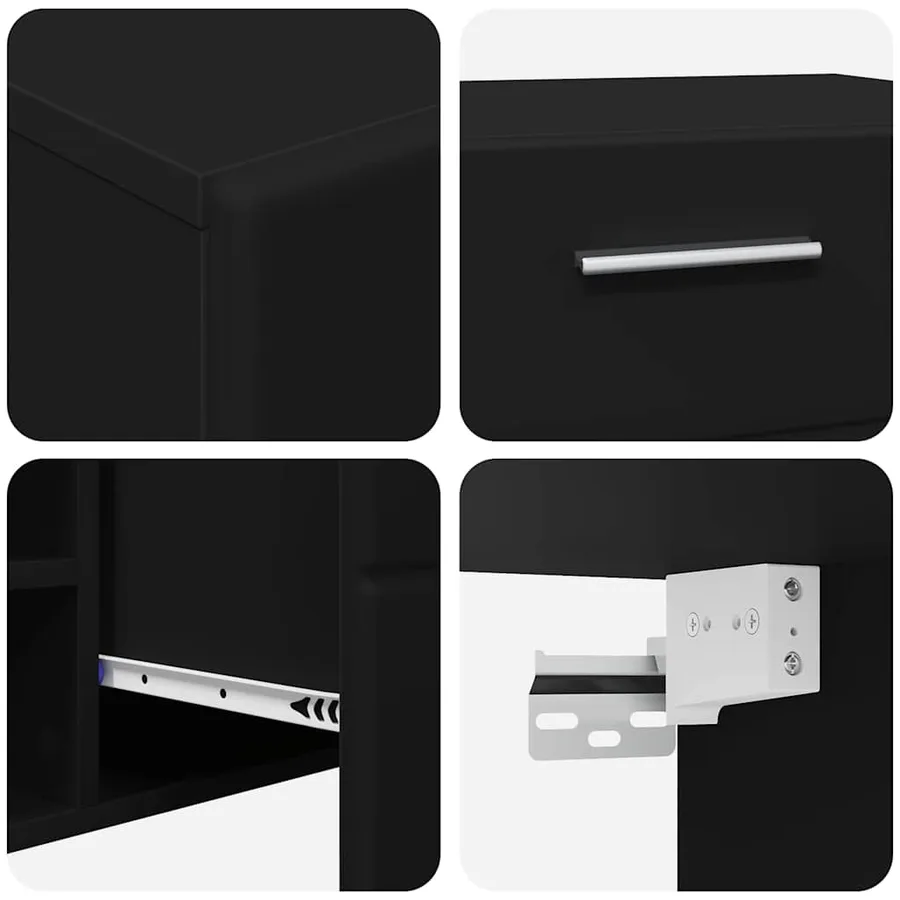 Ensemble meuble TV FLORIN 3 pcs Noir Bois d'ingénierie - 8