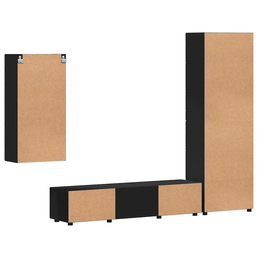 Ensemble meuble TV FLORIN 3 pcs Noir Bois d'ingénierie - 10