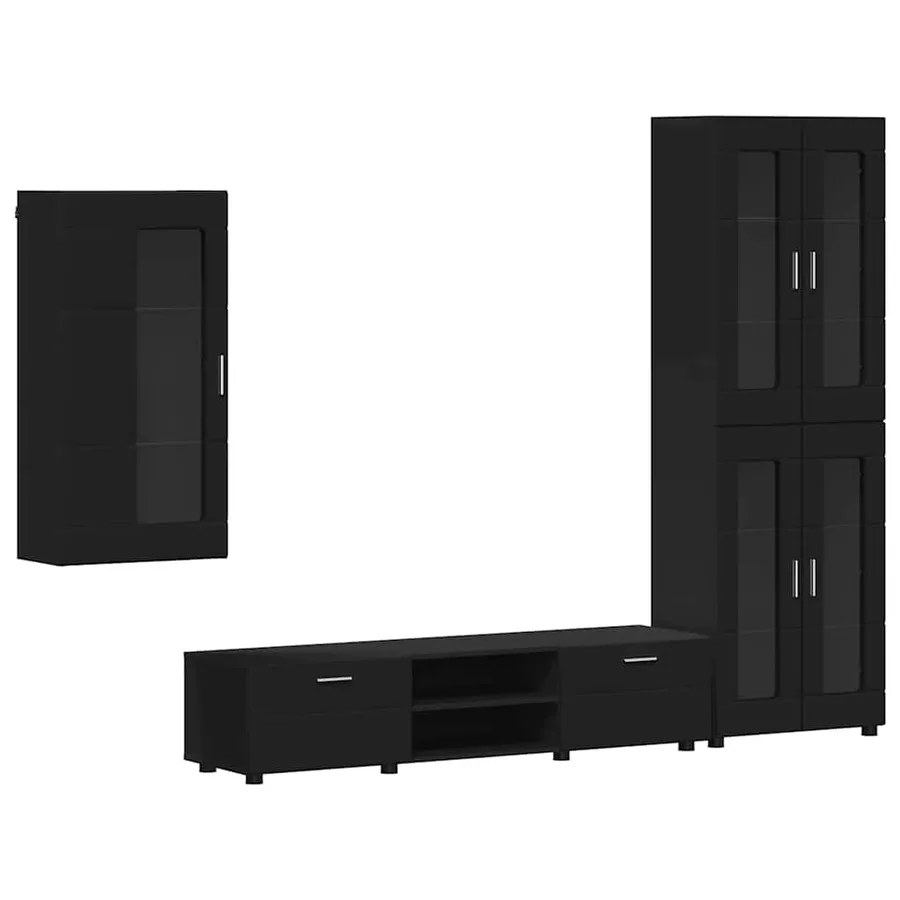 Ensemble meuble TV FLORIN 3 pcs Noir Bois d'ingénierie - 2