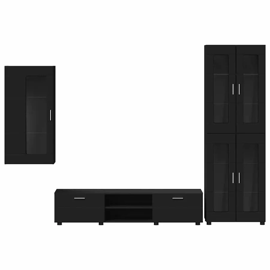 Ensemble meuble TV FLORIN 3 pcs Noir Bois d'ingénierie - 9