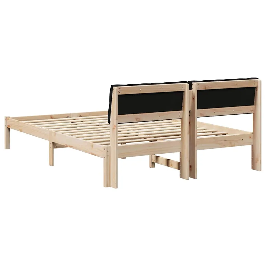 Cadre de lit Marron et noir 140 x 190 cm Bois massif en pin - 7