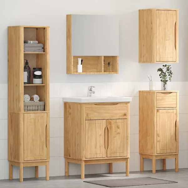 Ensemble de mobilier de salle de bain FLORO 4 pcs Cire marron