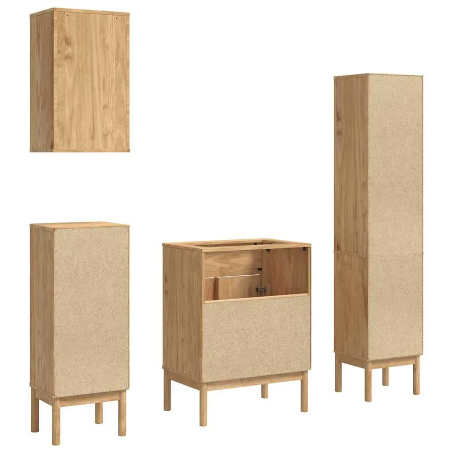 Ensemble de mobilier de salle de bain FLORO 4 pcs Cire marron - 11